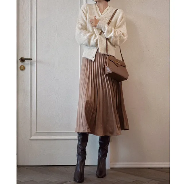 Relaxed Boutique Everyday Casual Pleated Skirt