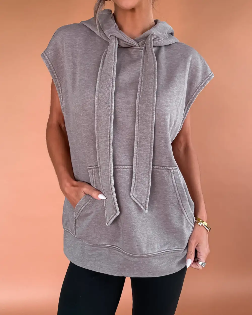 French-Terry Sleeveless Hoodie