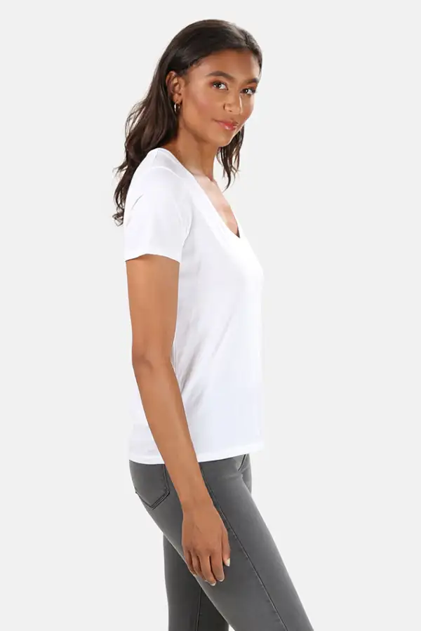 V-Neck Cotton Silk T-Shirt
