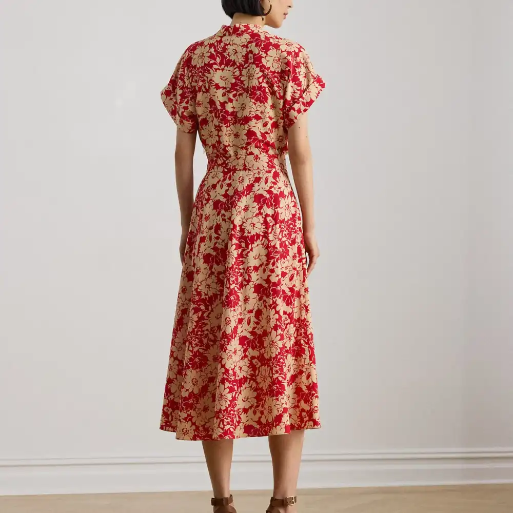 Belted Floral Women's Casual Dress
