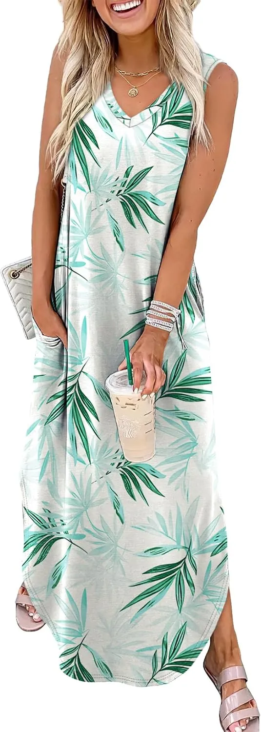 Sampeel Summer Dresses Maxi Dress Vacation Beach Sundresses 2025 with Pockets