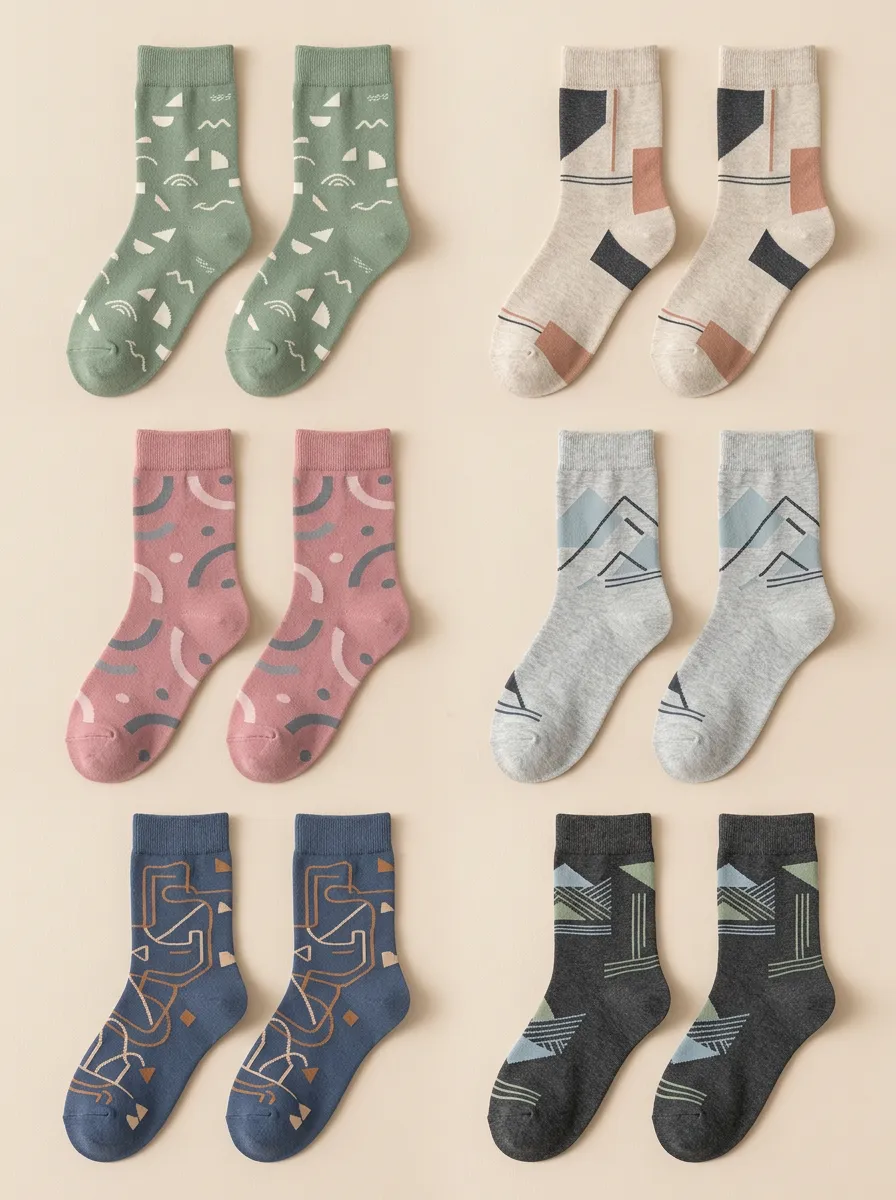Women's Matte-Finish Crew Socks Six Pair Set