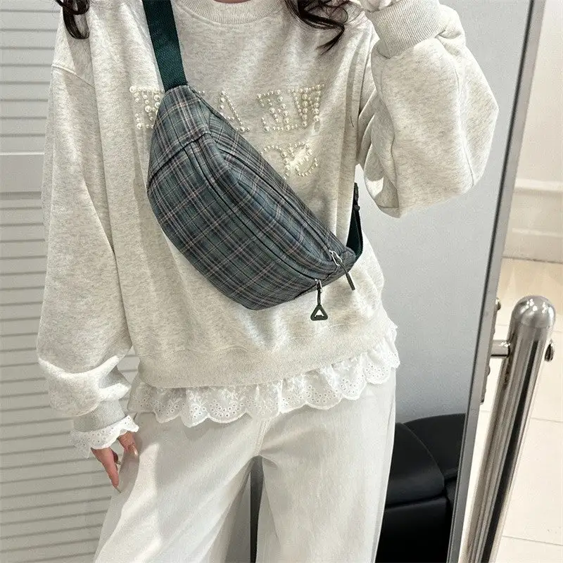 Casual Jacquard Canvas Chest Bag with Pendant