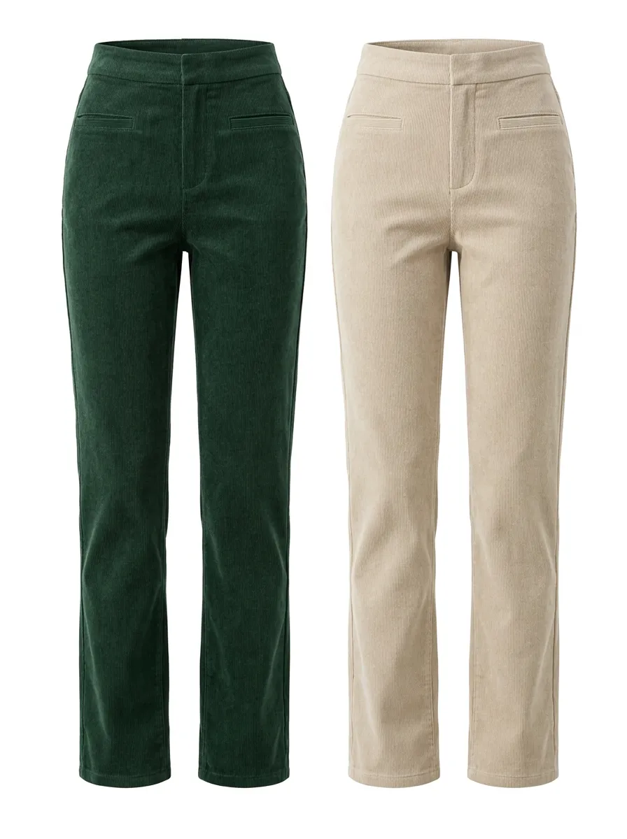 Straight Leg Corduroy Soft Touch Women's Two Pack Straight Leg Corduroy Pants