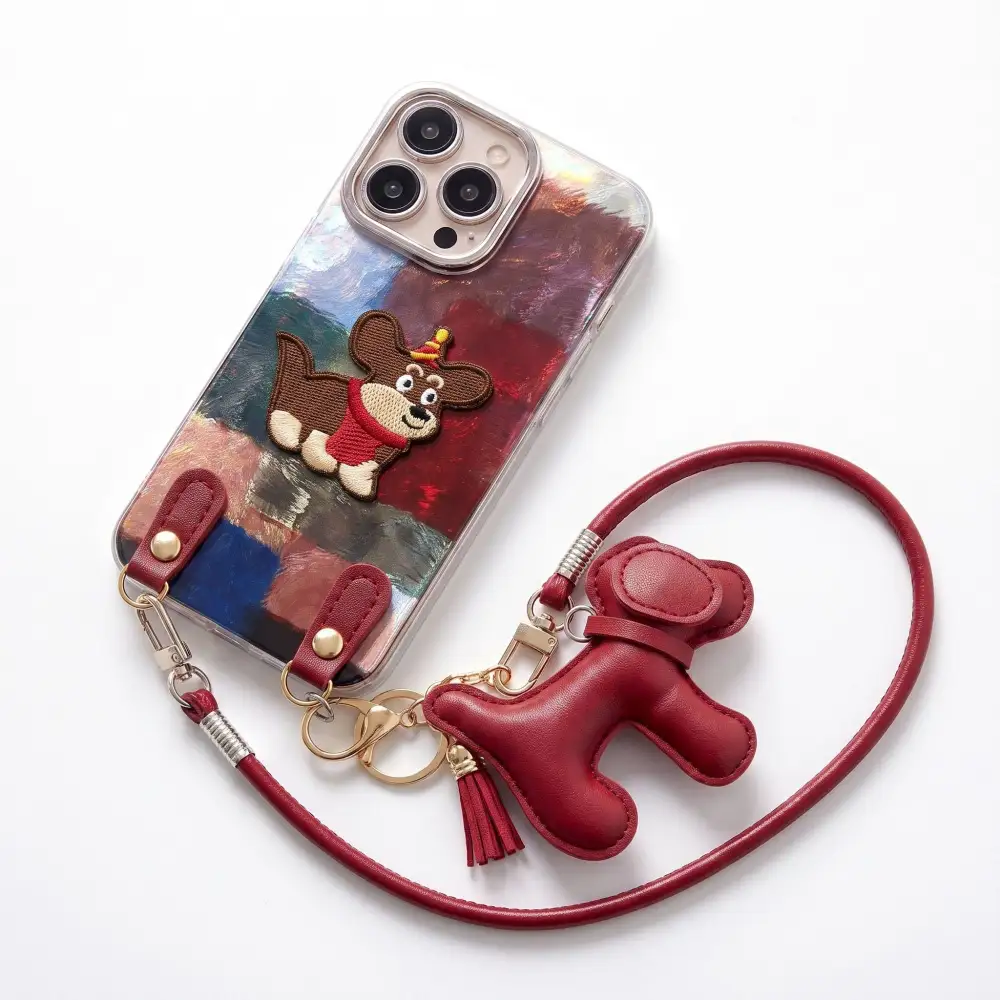 Puppy Dog Wrist Strap Phone Case