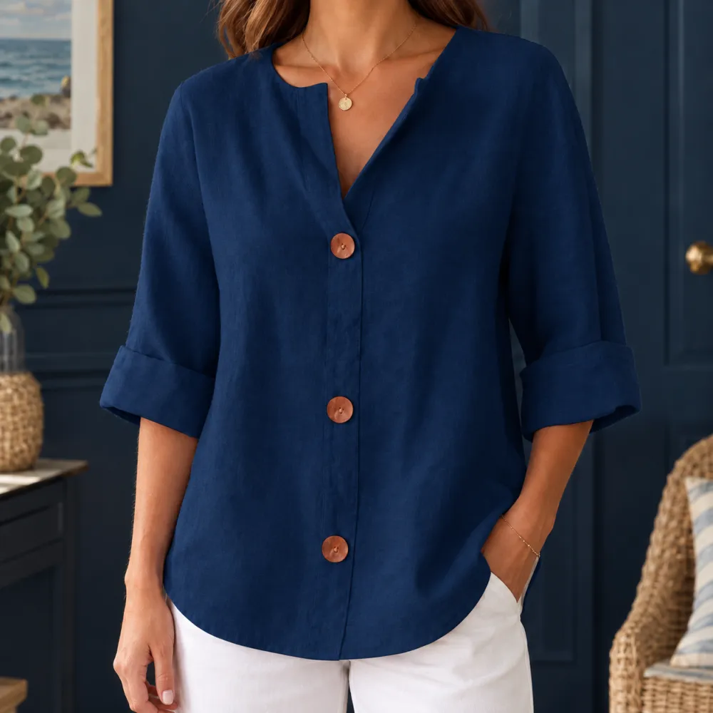 Relaxed Cotton-Linen Blouse