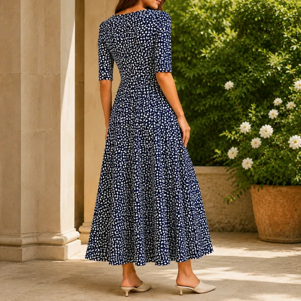 Printed Fit-And-Flare Maxi Dress