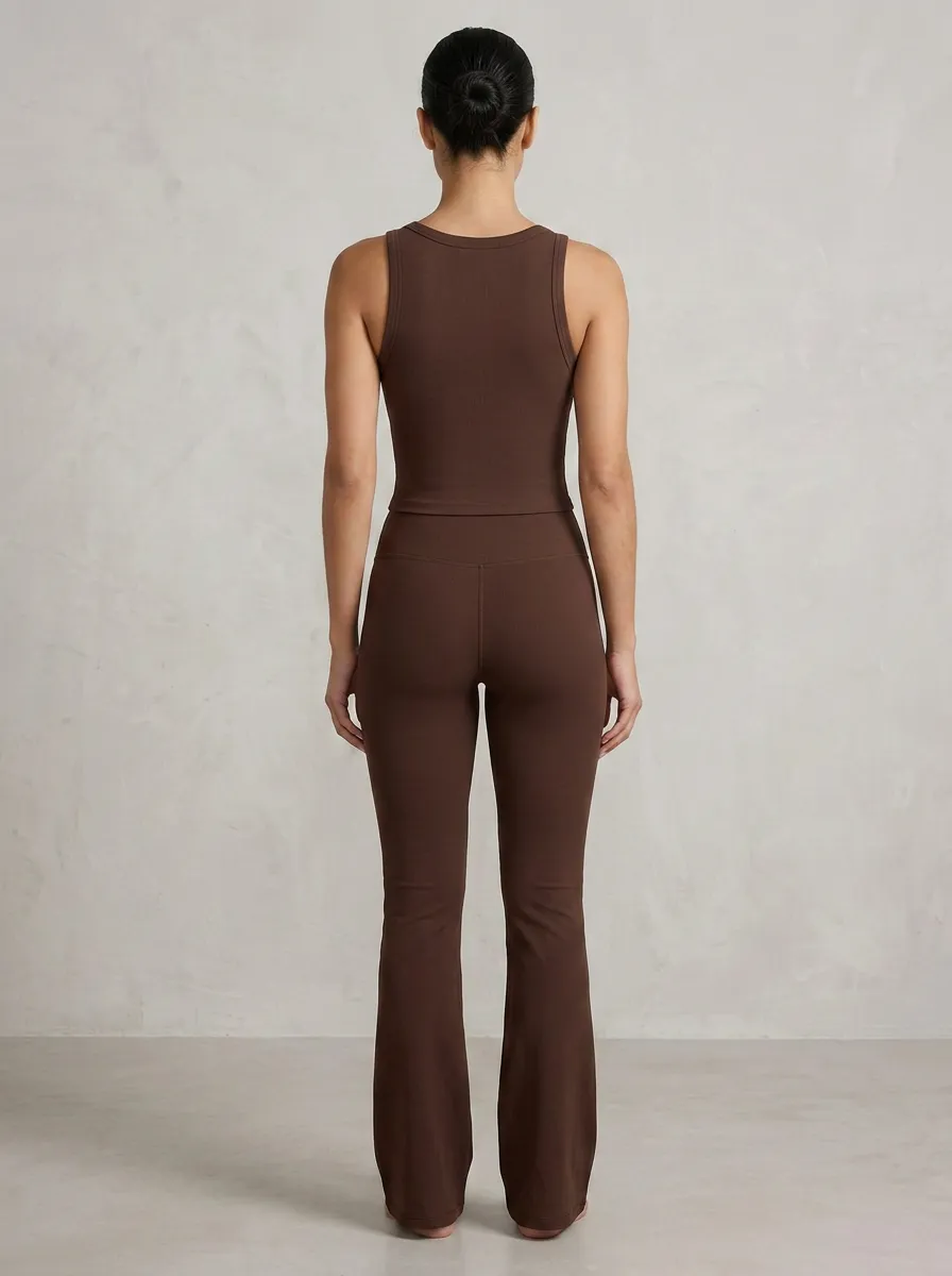 Ribbed Yoga Women's Tank Top Flare Pants Active Set