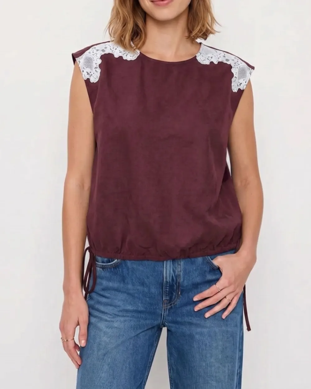 Lace Cap Sleeve Blouse