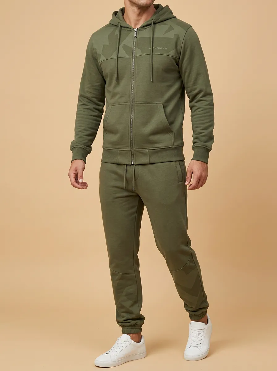Men's Modern Geometric Pattern Print Jogger Set