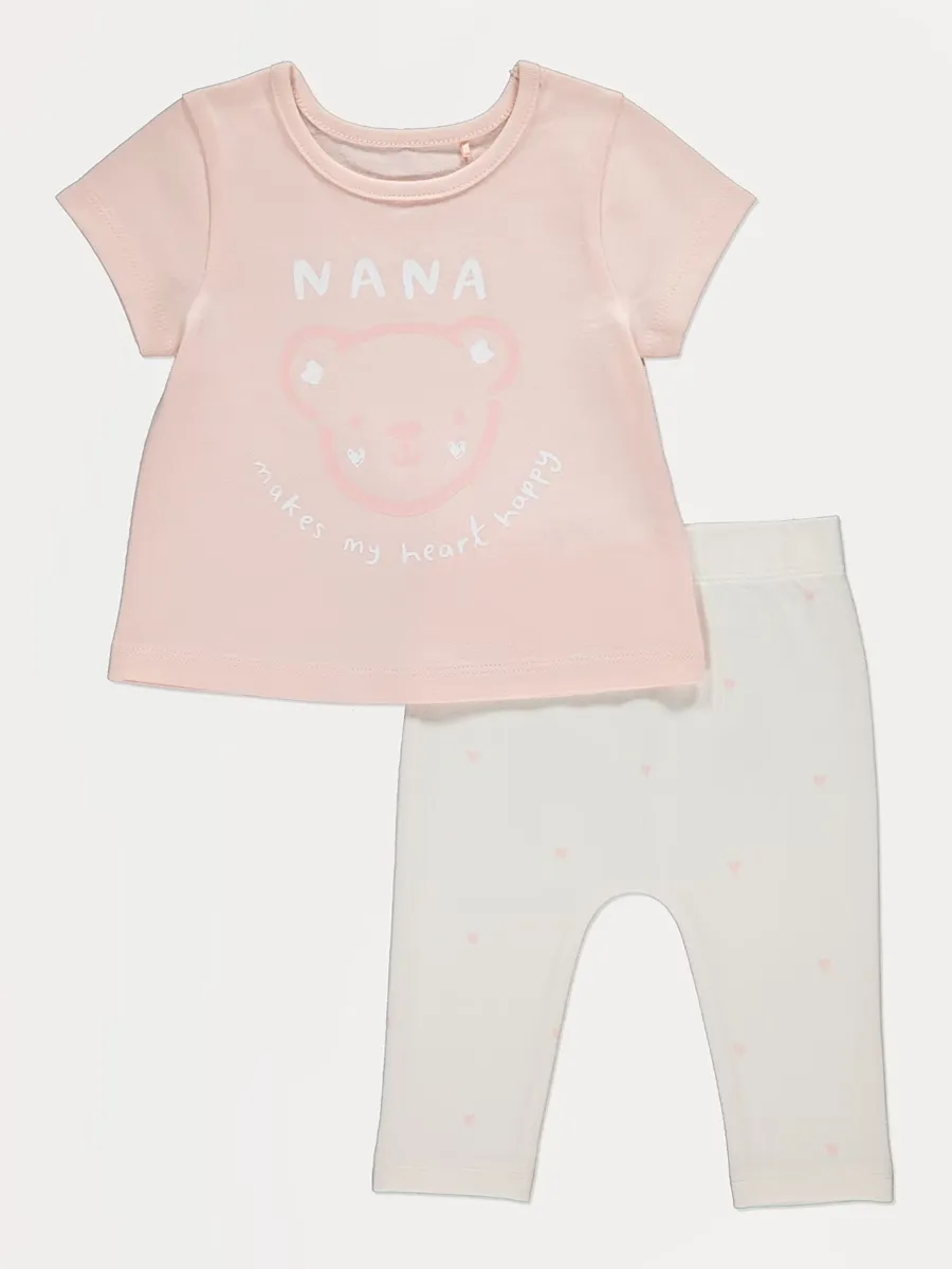 Nana Makes My Heart Happy T Shirt and Leggings Outfit