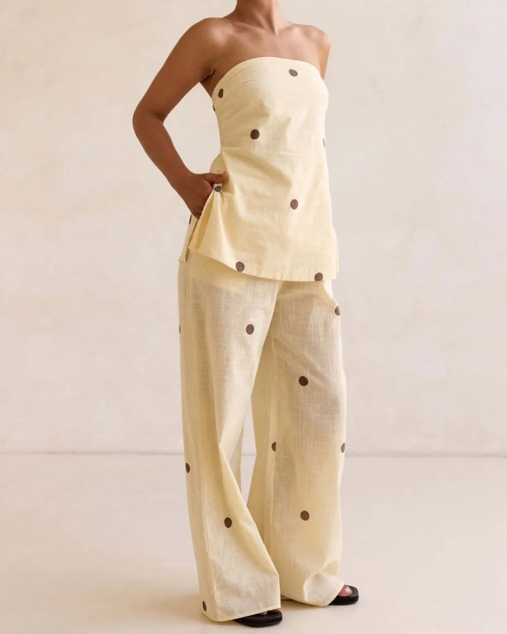 Strapless Polka Dot Top and Pants Set