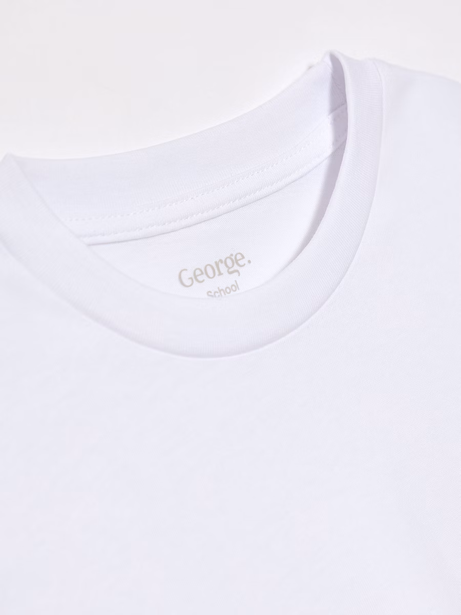 Boys White Crew Neck School Long Sleeve T-Shirt 2 Pack detail 2
