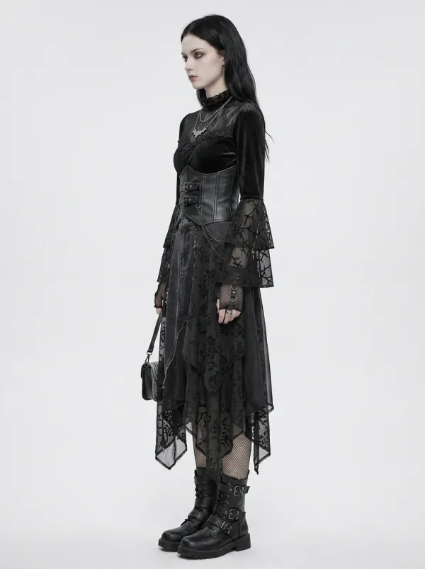 Women's Gothic Victorian Lace Bell Sleeve Corset Top