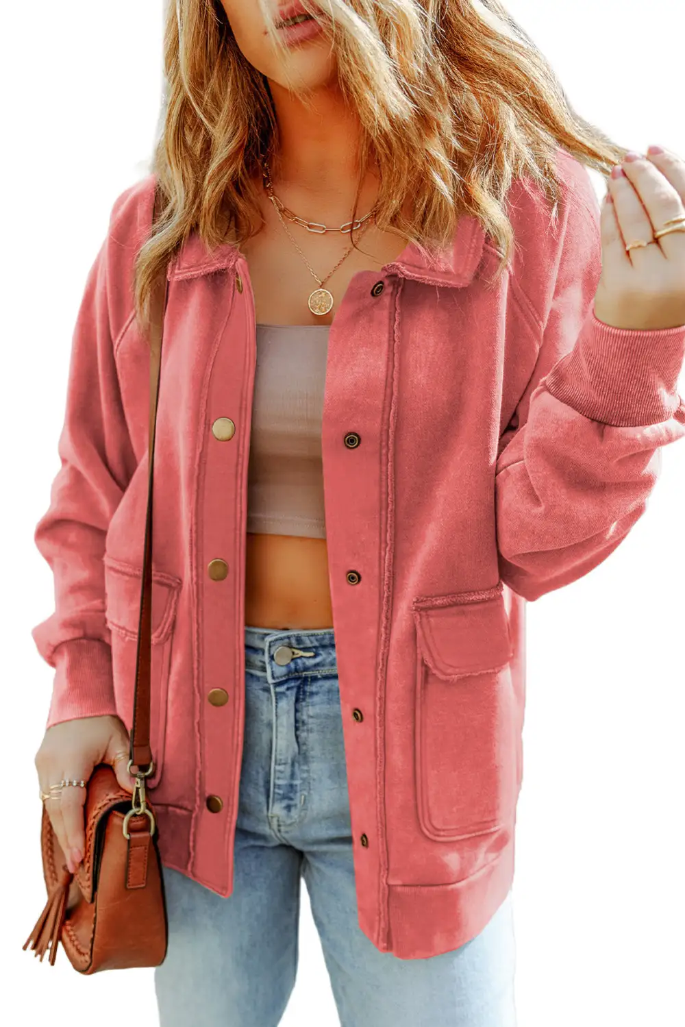 Vintage Washed Flap Pocket Button Shirt Jacket