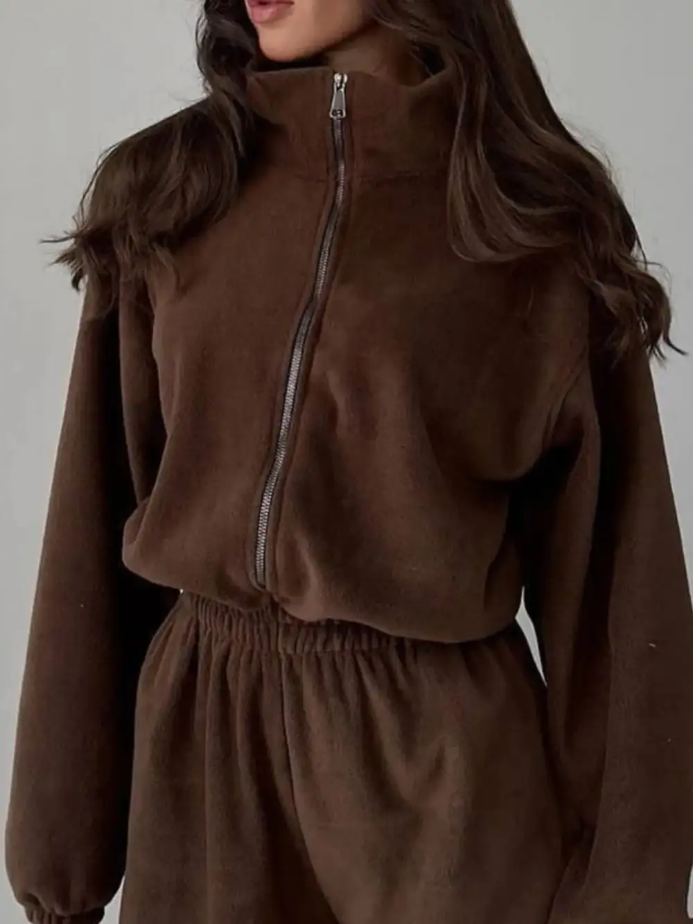 Zip Front Long Sleeve Jumpsuit