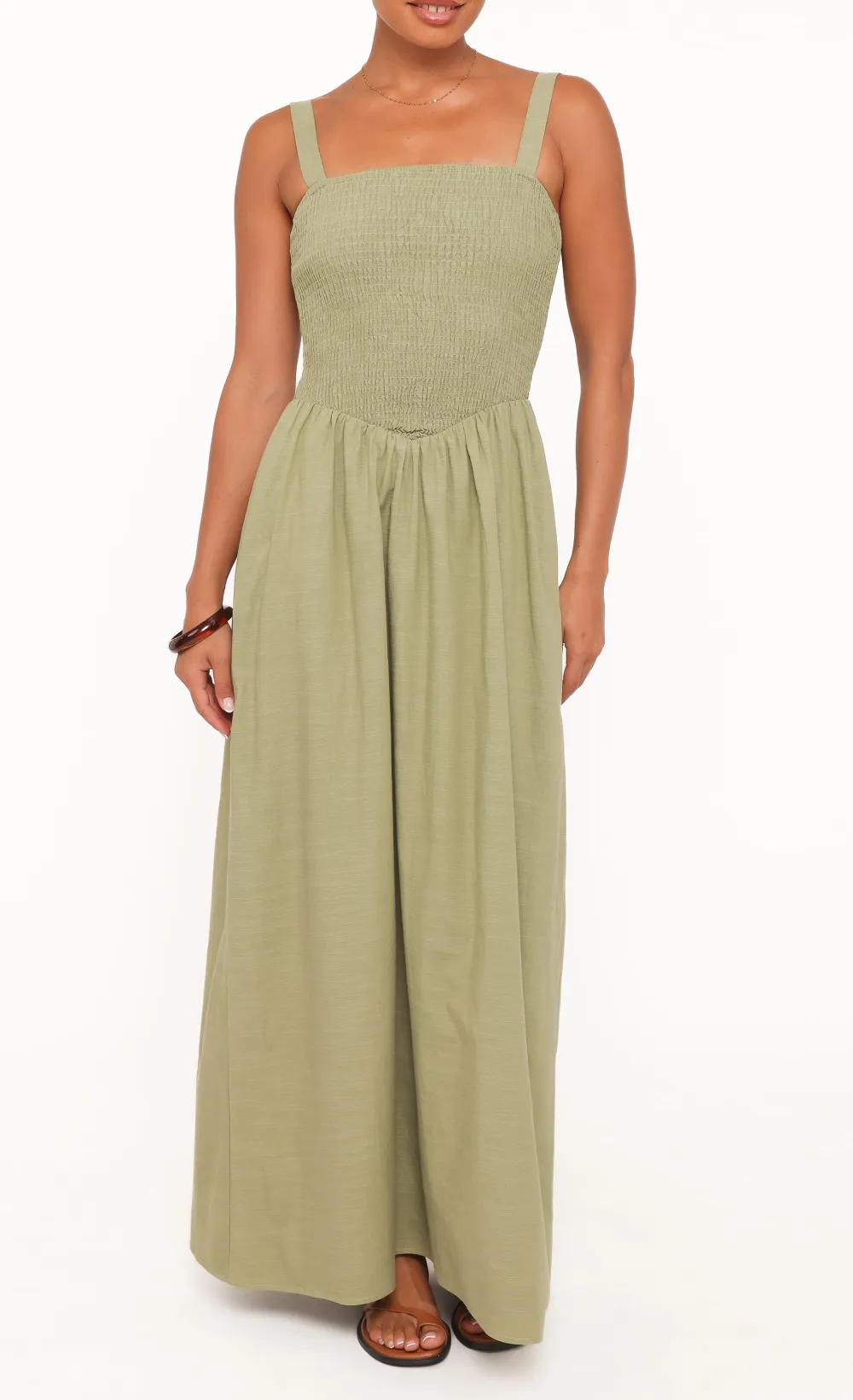 Cotton Square Neck Midi Dress