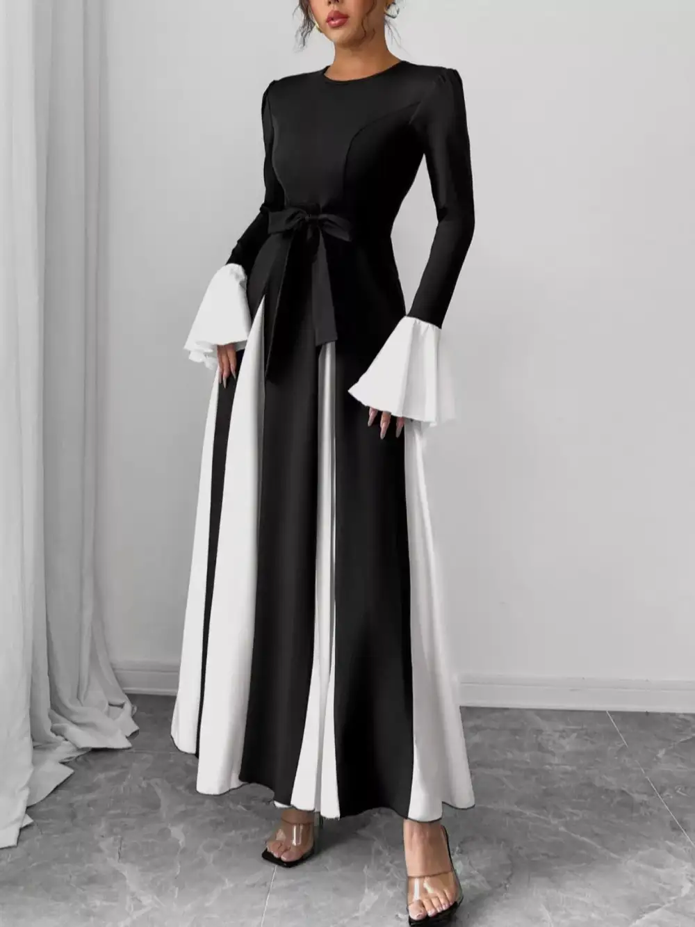 Round Neck Flared Maxi Dress
