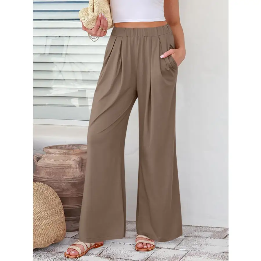 Weekend Elastic Waist Wide Leg Pants