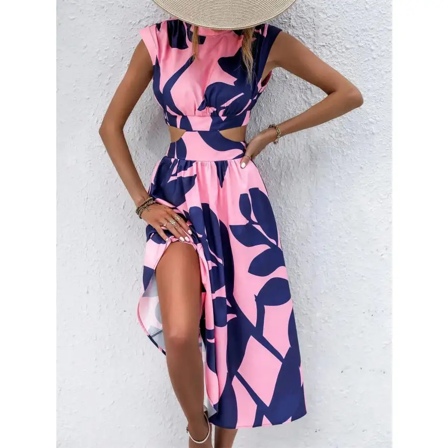 Cutout Cap Sleeve Midi Dress