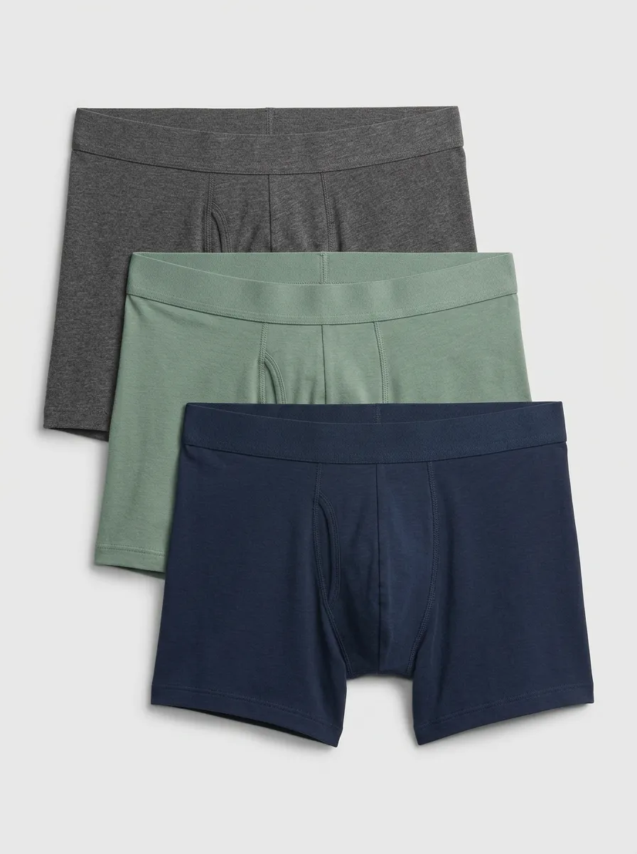 Men's Solid Color Cotton Blend 3-Pack Boxer Briefs