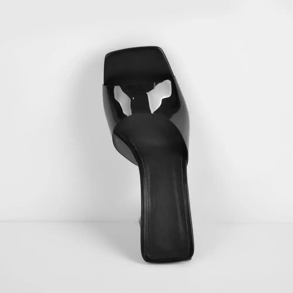 Clear Chunky Heel Mule Sandals