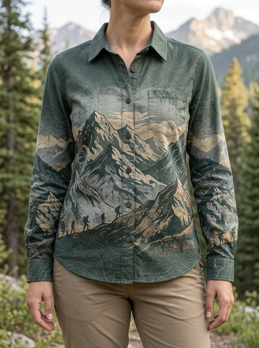 Women's Scenic Hiking Lover Mountain Landscape Shirt