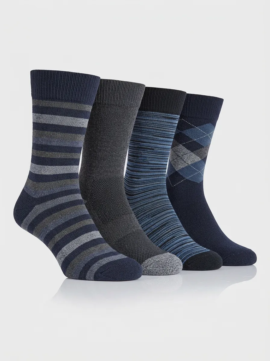 Daily Striped Argyle Modern Look Men's Four Pair Socks