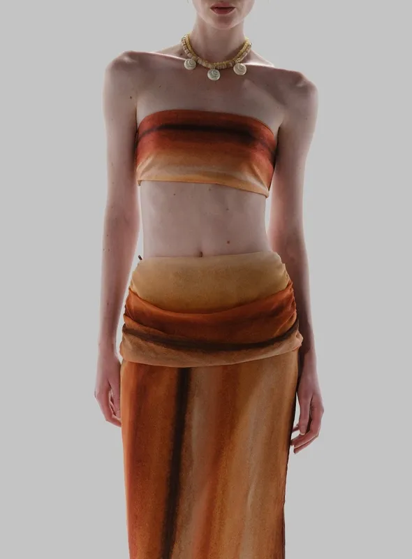 Printed Chiffon Maxi Skirt