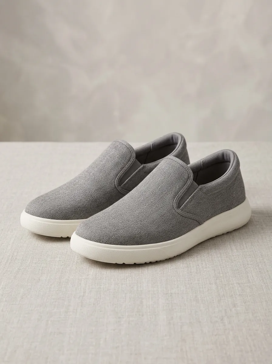 Streetwear Herringbone Graphic Style Men's Stretch Canvas Shoes