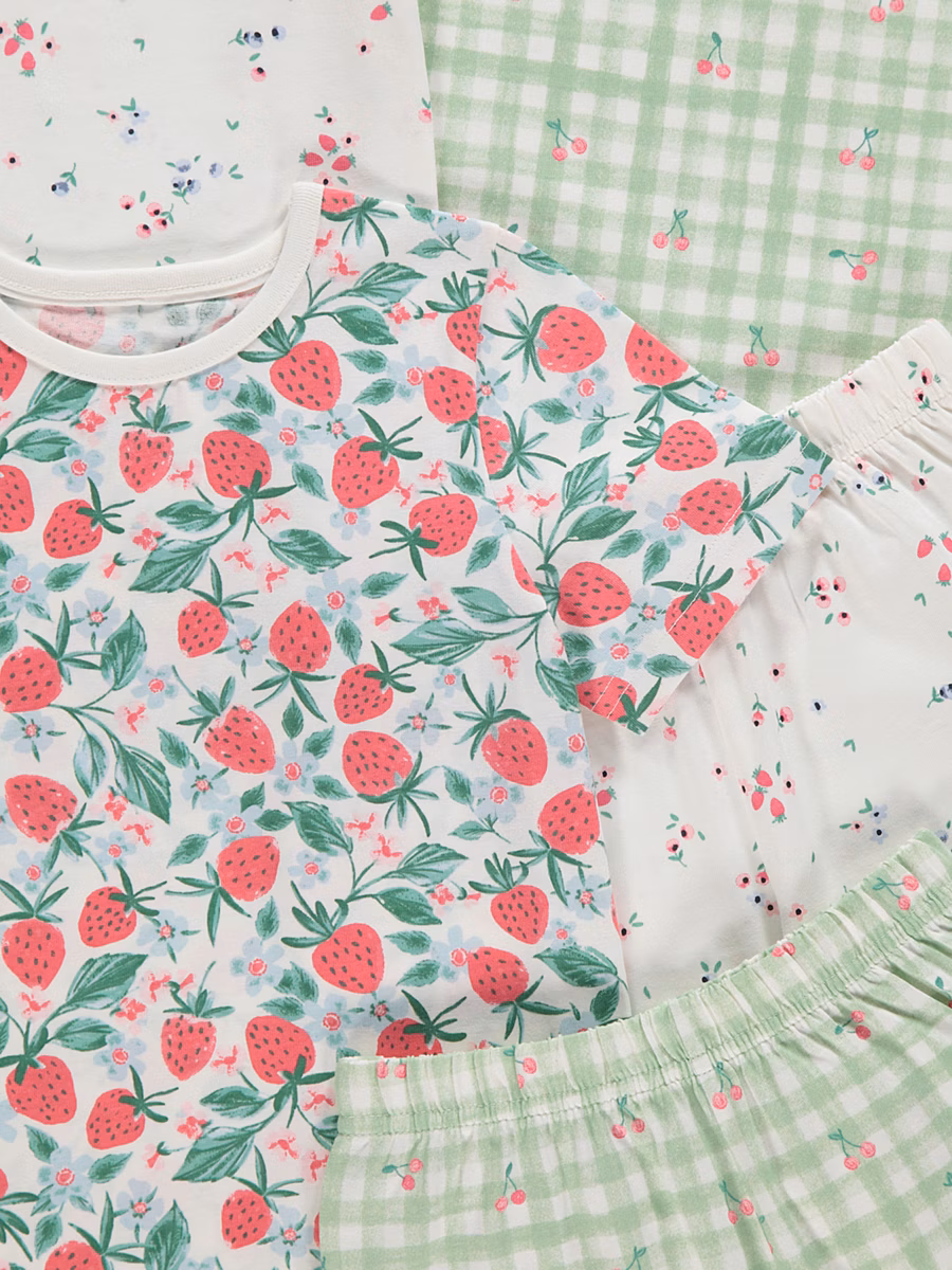 Strawberry Gingham Short Pyjamas 3 Pack detail 1