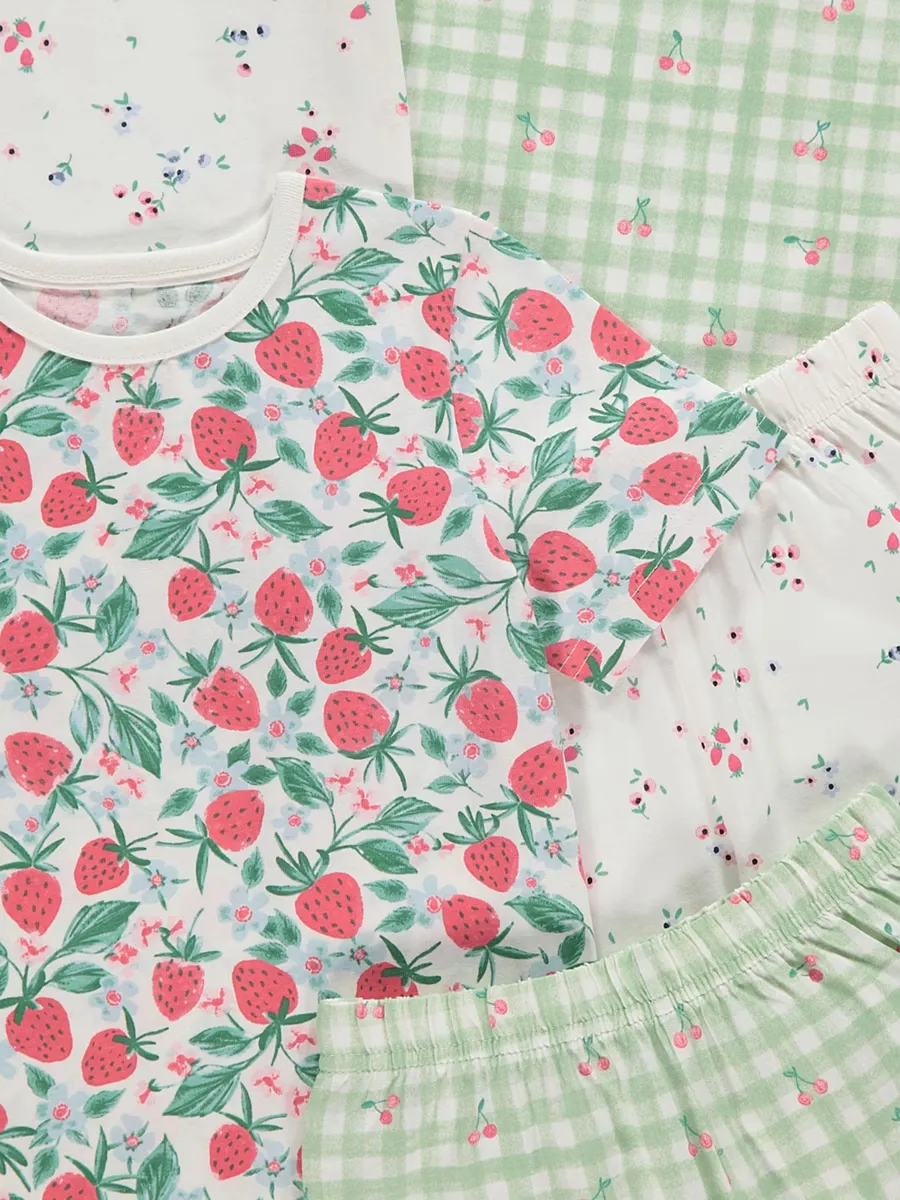 Strawberry Gingham Short Pyjamas 3 Pack
