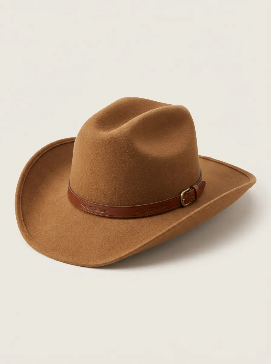 Western Brim Hat with Buckle Detail Trim