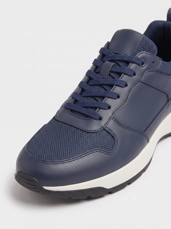 Suede-Panel Mesh-Panel Breathable Men's Athletic Sneakers