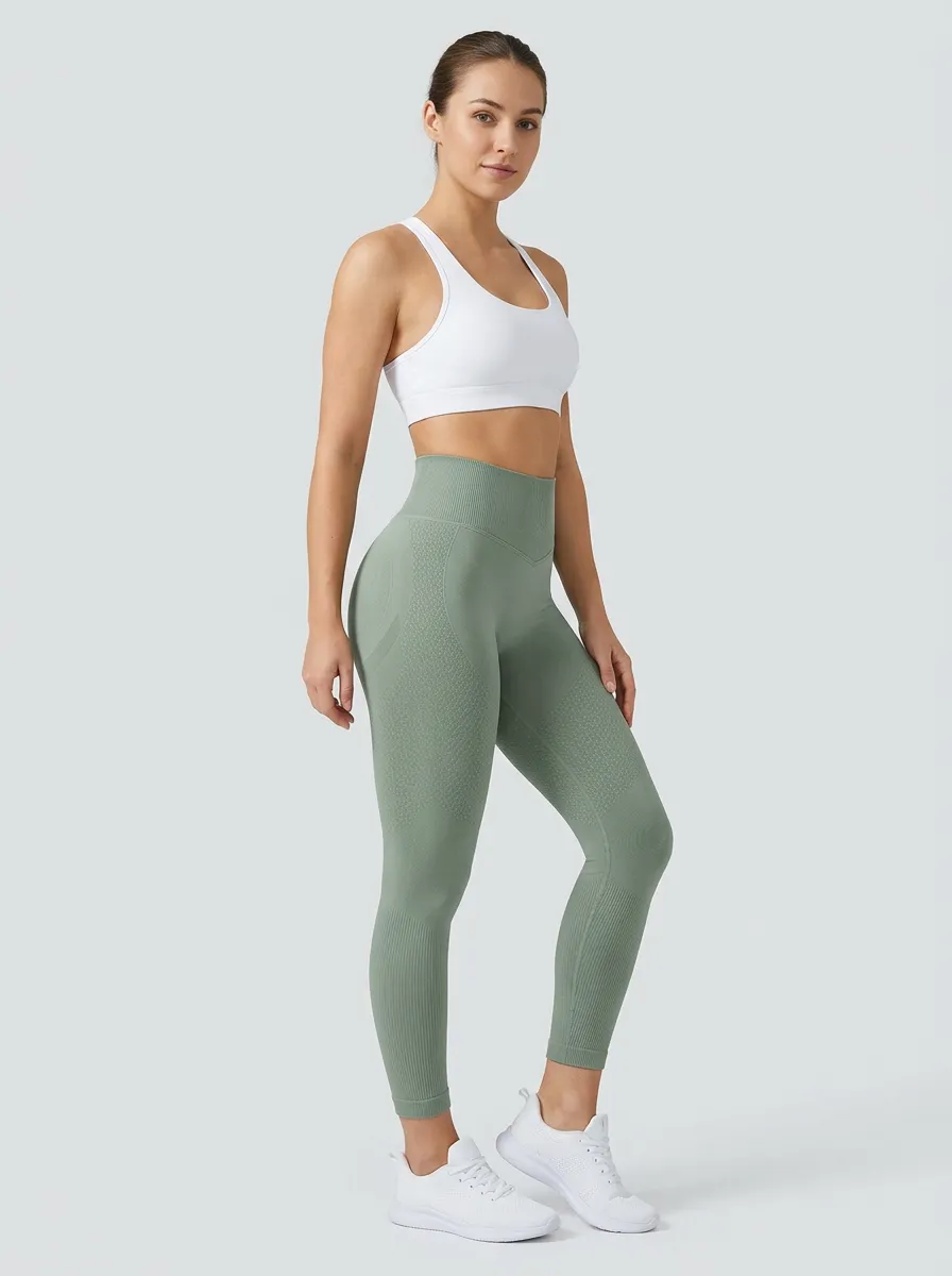 Women's High Waist Textured Seamless Fitness Leggings