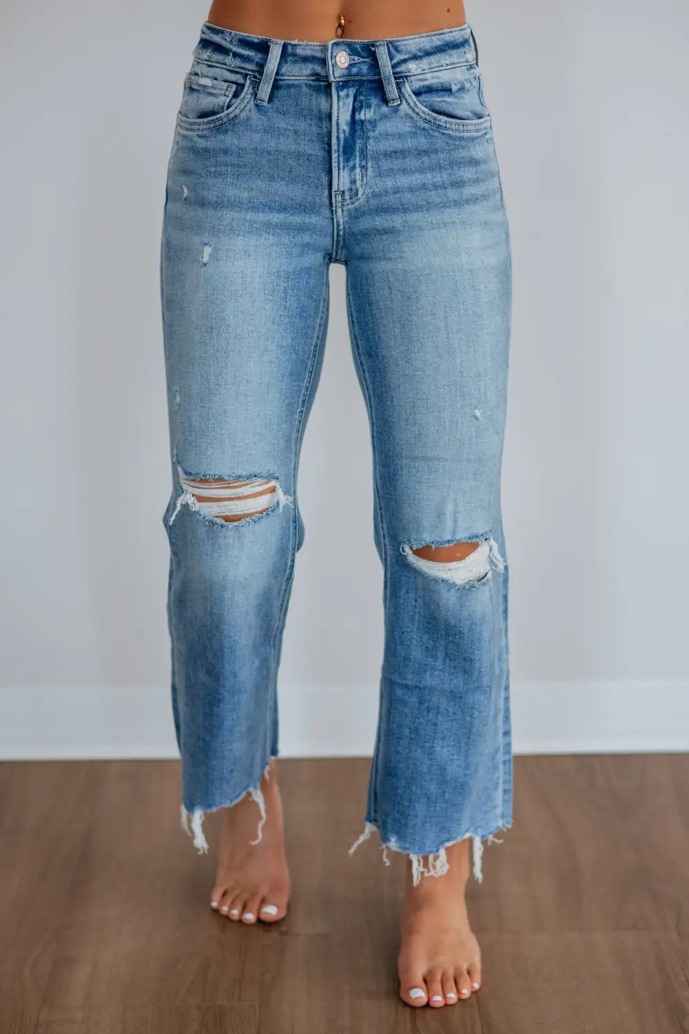 Women's Mid Rise Flared Leg Cropped Jeans