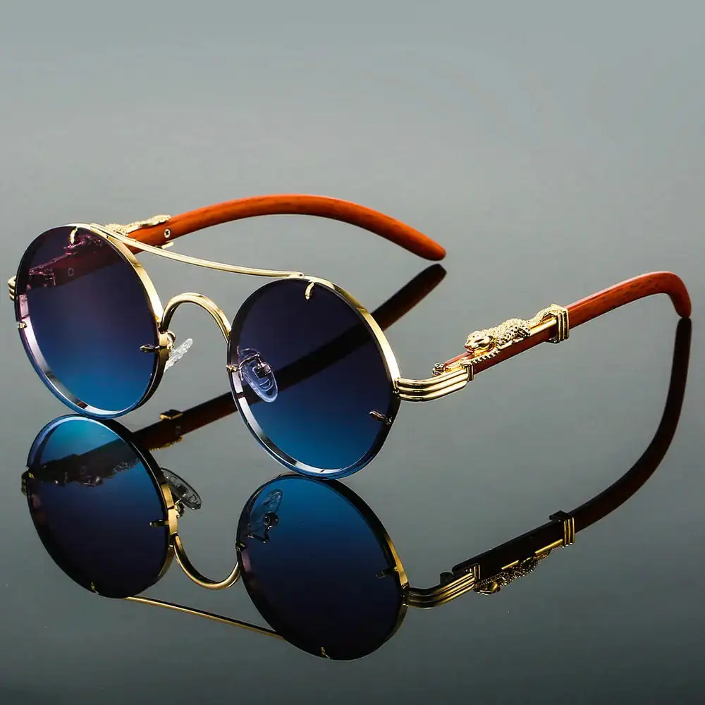 Polished Round Frame Sunglasses