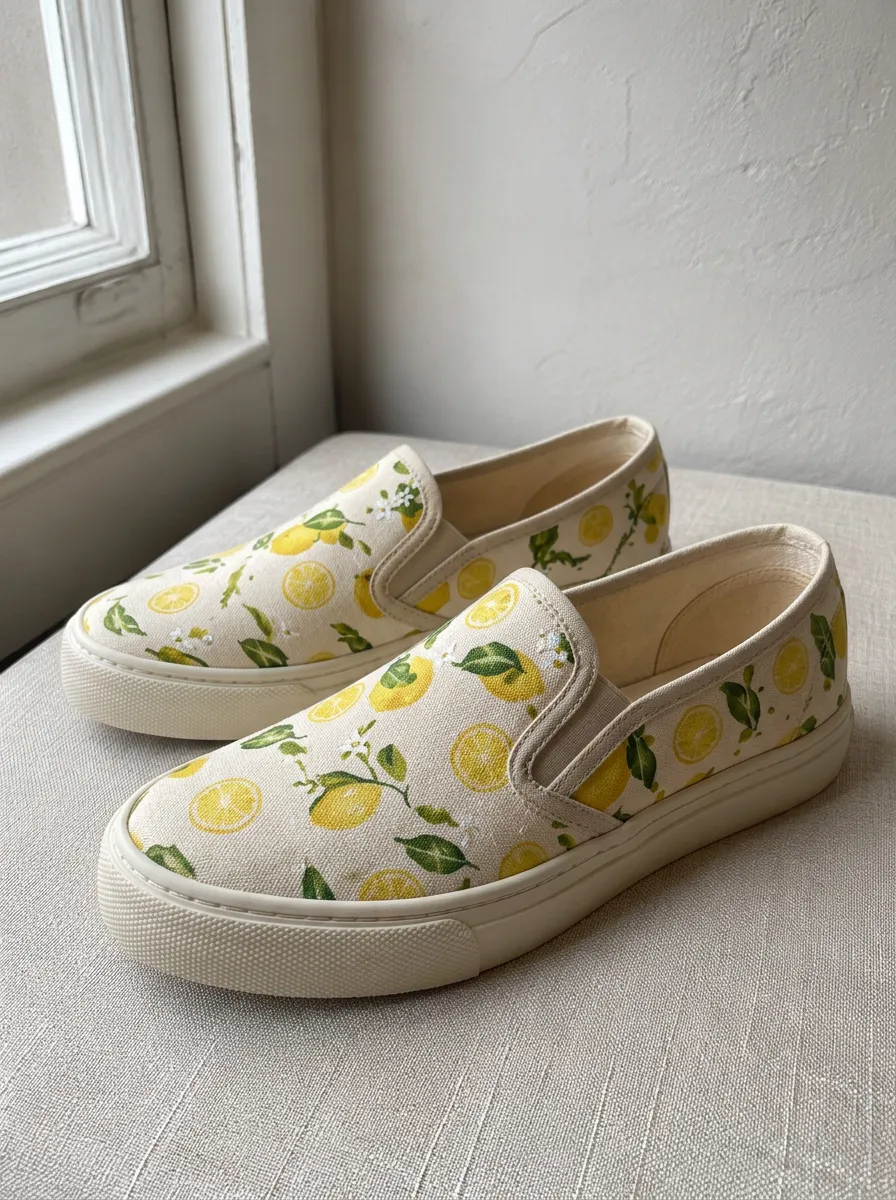 Women's Refined Summer Fruit Lover Lemon Pattern Patterned Canvas Shoes
