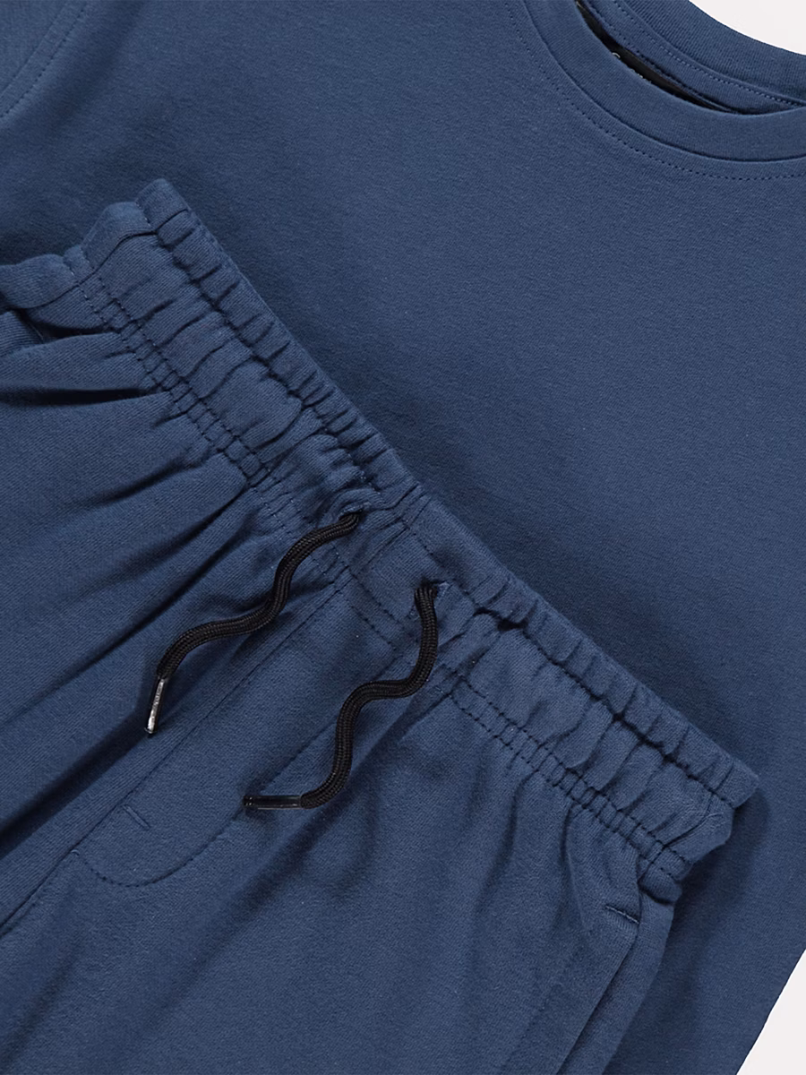 Navy Short Sleeve T-shirt and Shorts Set detail 1