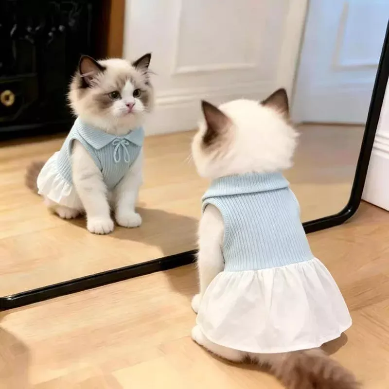 Cute Pet Clothes Summer Pet Lightweight Sleeveless Dress With Polo Collar For Small Dogs Cats