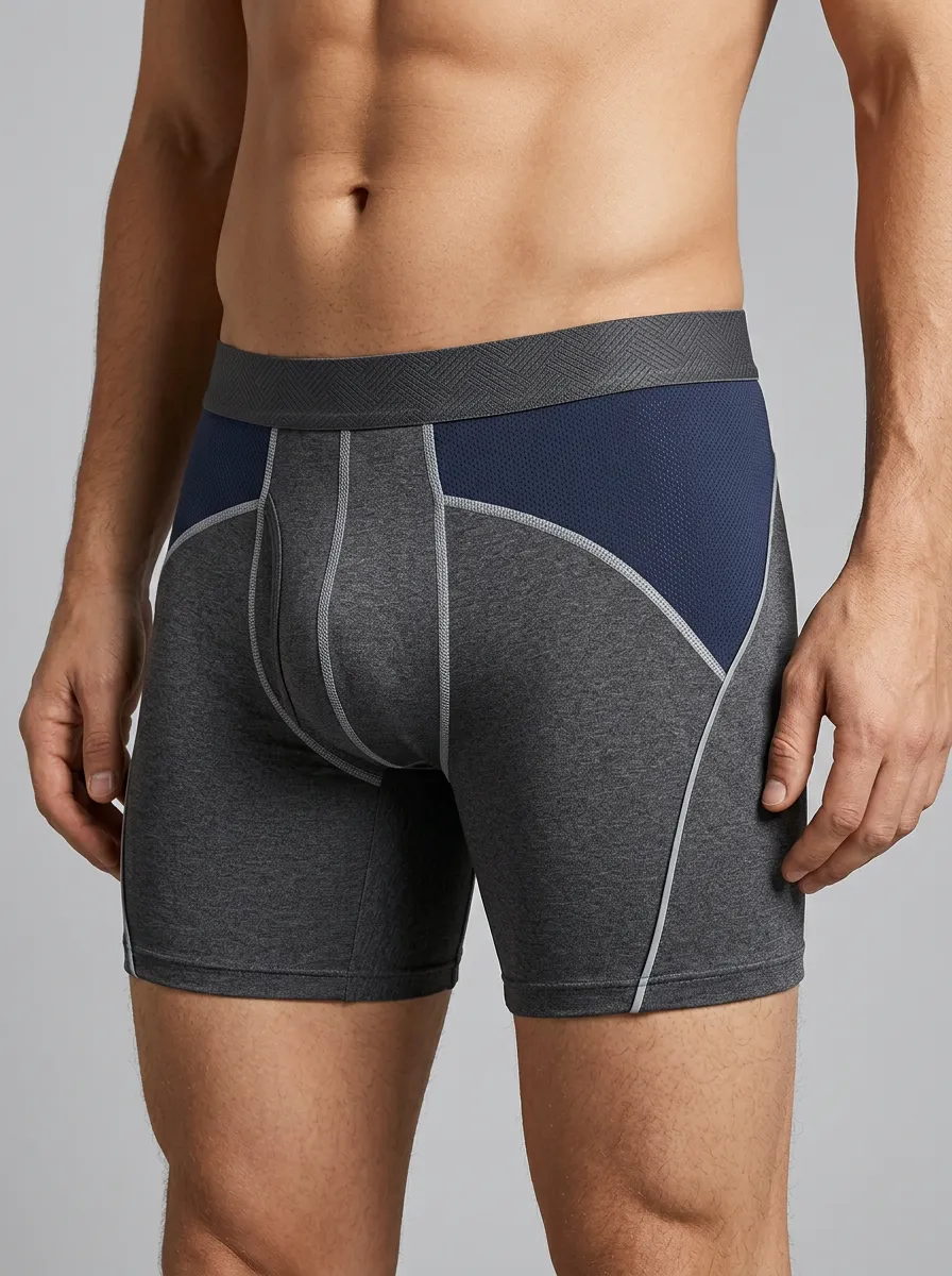 Sport Contrast-Stitch Performance Athletic Classic Look Men's Boxer Briefs