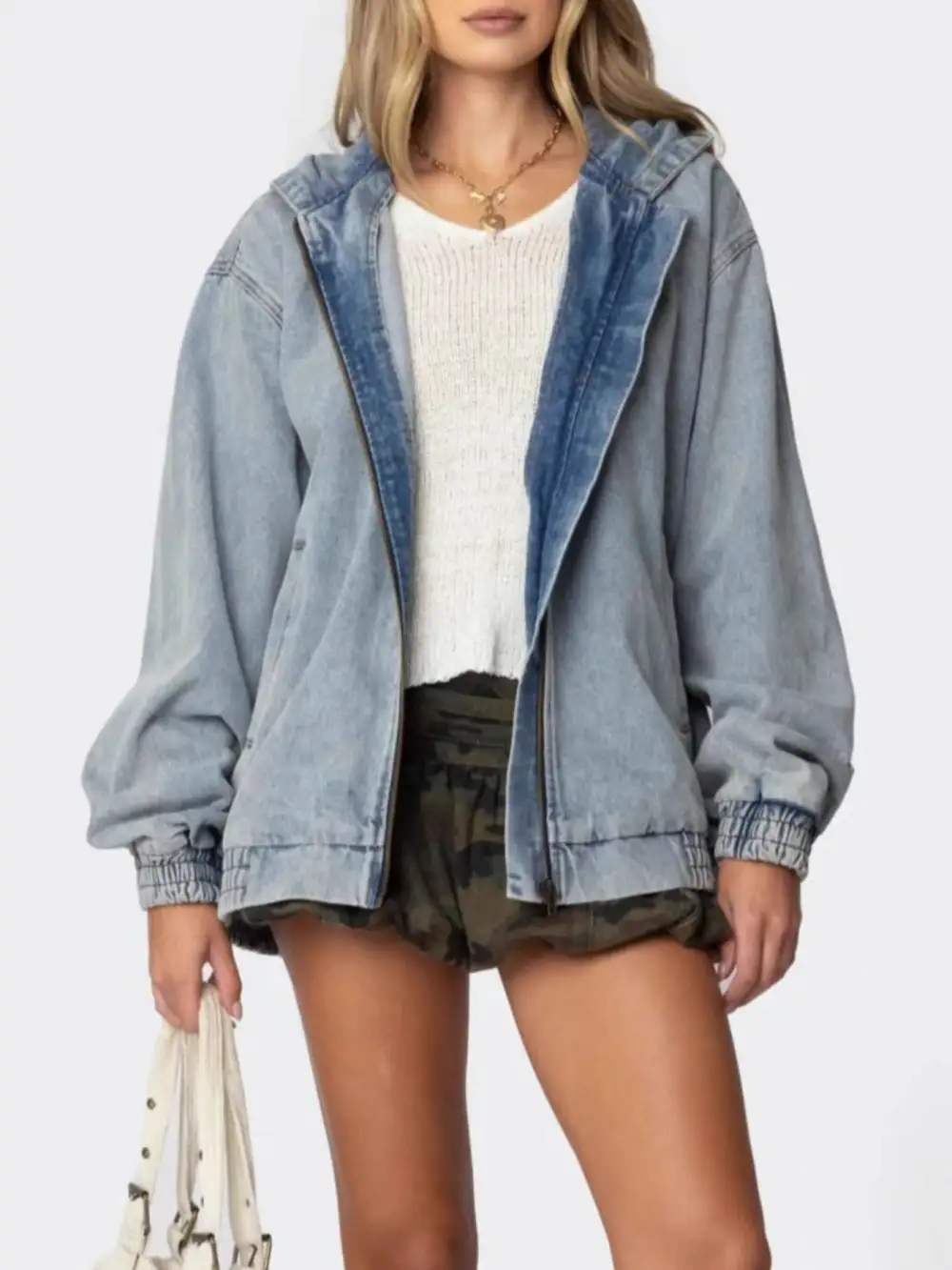 Hooded Oversized Zip Up Jacket