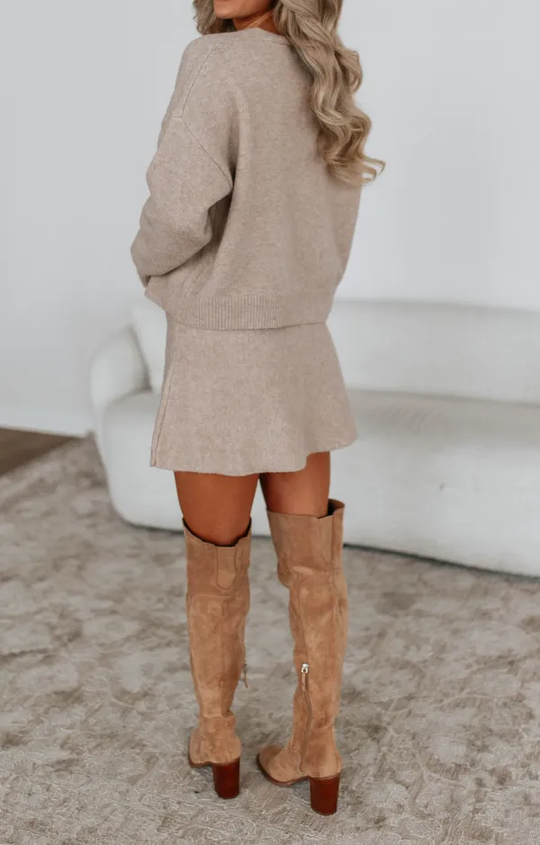 Knit Ribbed Button Front Two-Piece Set