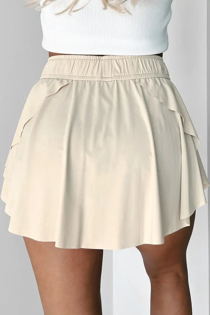 Drawstring High Waist Lined Tennis Skort