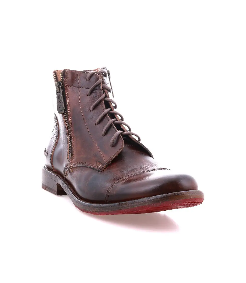 Cap-Toe Contrast-Stitched Combat Boots