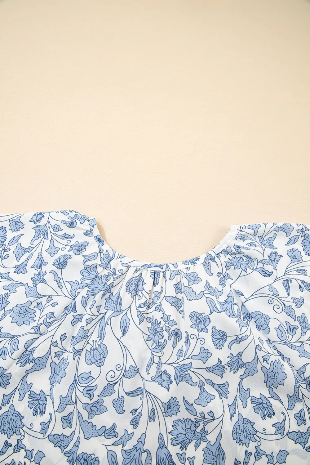 Sky Blue V Neck Short Sleeve Blouse