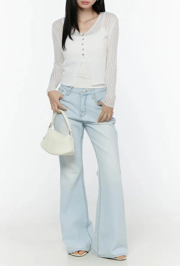 Stitch-Detail Flared Jeans