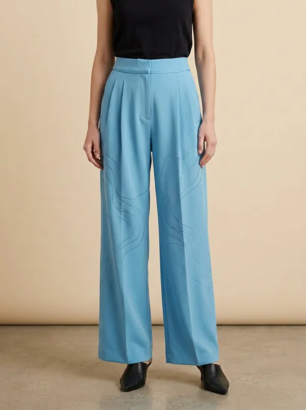 Everyday Embroidered High Rise Wide Leg Pants