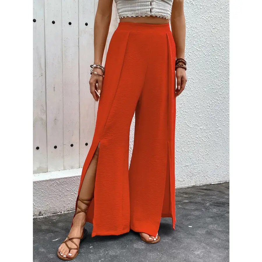 Classic Slit Wide Leg Pants