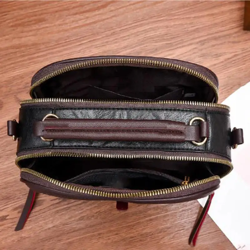 Chic Red Multi-Zipper Crossbody Bag